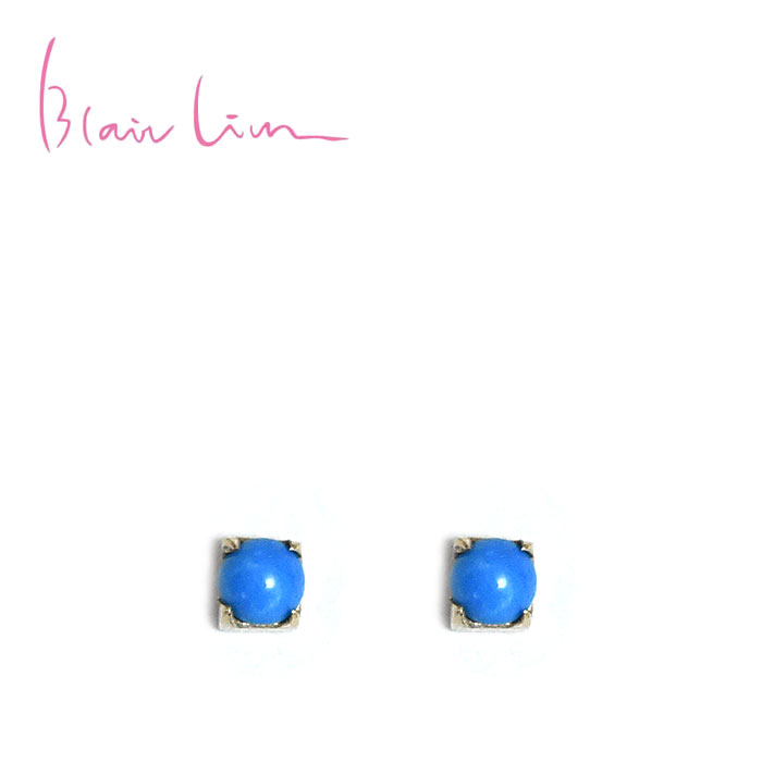 ≪Blair Lim≫ ブレアリムシンプル 天然石 ターコイズ ゴールド スタッズ ピアス ブランドボックス付き Simple Turquise Earrings (Gold) レディース ギフト ラッピング