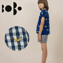 ≪BOBO CHOSES≫ ボボショーズ バナナ 刺繍 ブルー ショート パンツ ブロックチェック 柄 Banana Tennis shorts 子供 キッズ 6歳 7歳 120 130