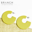 【待望の最新作】≪Branch Jewellery≫ ブランチジュエリー イエロー からし色 天然角 ホーン プレート フープ ピアス Large Flat Lacquered Hoop Earring (Chartreuse) レディース ギフト ラッピング