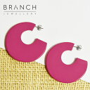 【待望の最新作】≪Branch Jewellery≫ ブランチジュエリー ピンク レッド 天然角 ホーン プレート フープ ピアス Large Flat Lacquered Hoop Earring (Red) レディース ギフト ラッピング