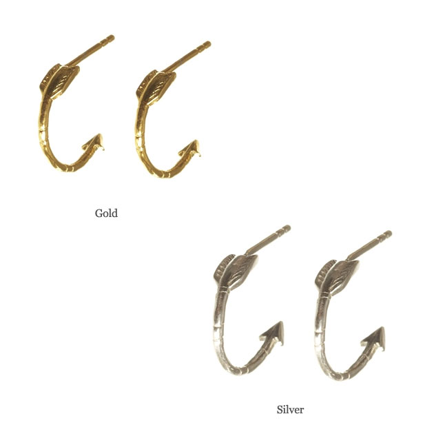 【再入荷】≪chibi jewels≫ チビジュエルズボヘミアン 全2色 弓矢アローカーブピアス Arrow Stud Earrings (Gold/Silver)【レディース】