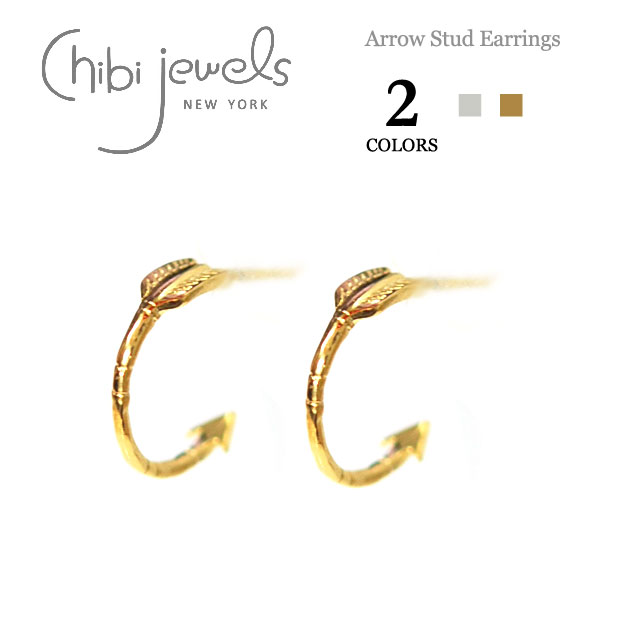 【再入荷】≪chibi jewels≫ チビジュエルズボヘミアン 全2色 弓矢アローカーブピアス Arrow Stud Earrings (Gold/Silver)【レディース】