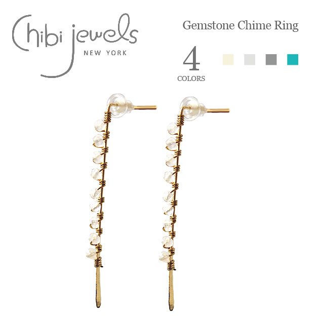 chibi jewels `rWGYS4F VR S[hsAX [Xg[ p[ ^[RCY uhCg Vertical Gemstone Stud Earrings (Gold) fB[X