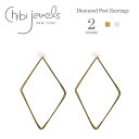 【3点以上で15%OFFクーポンあり】【Rakuten Fashion THE SALE 50%OFF】≪chibi jewels≫ チビジュエルズ 全2色 華奢 ワイヤー ひし形 スクエア ピアス Diamond Post Earrings(Gold/Silver) レディース ギフト ラッピング