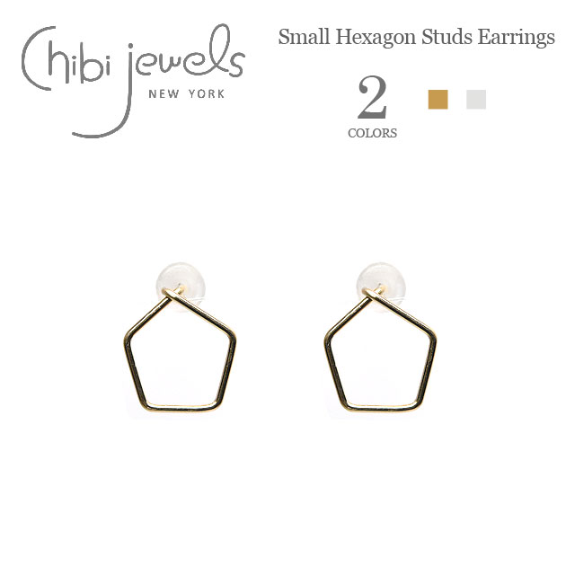 楽天ZUTTOHOLIC【Rakuten Fashion THE SALE 50％OFF】≪chibi jewels≫ チビジュエルズ全2色 五角形 スタッズピアス Small Hexagon Studs Earrings （Gold/Silver） レディース ギフト ラッピング