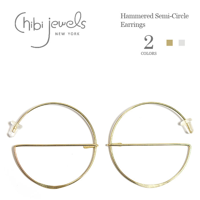 chibi jewels `rWGYS2F ł ~ n[t[ Z~T[N C[ t[vsAX Hammered Semi-Circle Earrings (Gold/Silver) fB[X