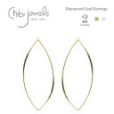 ≪chibi jewels≫ チビジュエルズ全2色 平打ち リーフ 葉っぱ ワイヤー フープピアス Hammered Leaf Earrings (Gold/Silver)レディース ギフト ラッピング