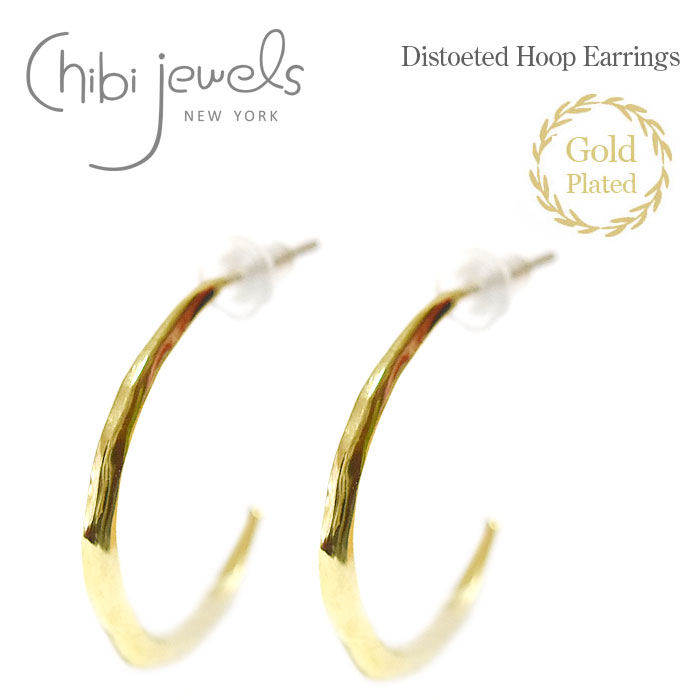 yҖ]̍ŐVzchibi jewels `rWGYNtg c S[h t[vsAX 14dグ Distoeted Hoop Earrings (Gold)fB[X Mtg bsO