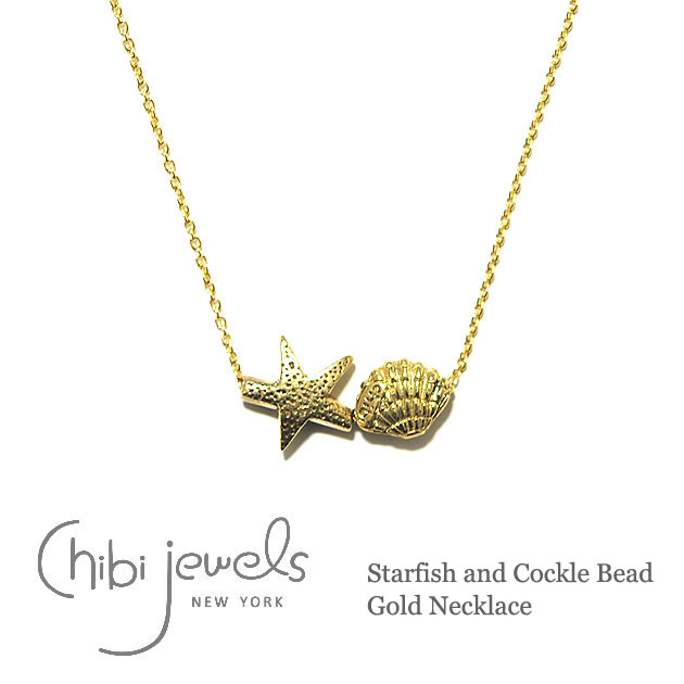 yēׁzchibi jewels `rWGYqgfL`[ lbNX Starfish and Cockle Bead Necklace (Gold) fB[X Mtg bsO