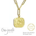 【再入荷】≪chibi jewels≫ チビジュエルズ スクエア 四角 ナンバー コインネックレス メダル セイロンコイン レクタングル チェーン ネックレス ゴールド 14金仕上げ (Gold) レディース ギフト ラッピング