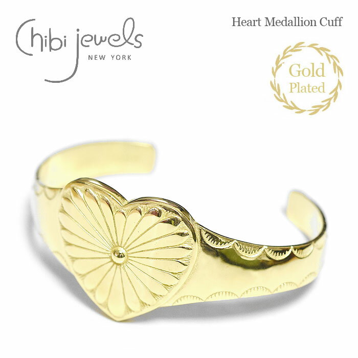 【再入荷】≪chibi jewels≫ チビジュエルズ ネイティブ ハート コンチョ ゴールド C型 バングル 14金仕上げ ボヘミアン バレエコア Heart...