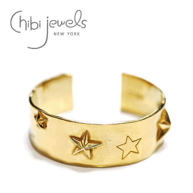【LuRe 雑誌掲載】【再入荷】≪chibi jewels≫ チビジュエルズ星モチーフ 幅広バングル Super Star Cuff (Gold) レディ…