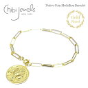 【再入荷】≪chibi jewels≫ チビジュエルズ ネイティブ メダリオン コイン レクタングル チェーン ブレスレット ゴールド 14金仕上げ Native Coin Medallion Rectangle Chain Bracelet (Gold)