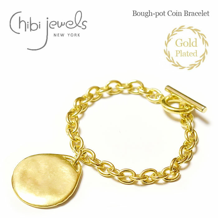 ゴールドのブレスレット（レディース） 【GISELe CanCam 雑誌掲載】【再入荷】≪chibi jewels≫ チビジュエルズ プレート ラウンド コイン メダル ブレスレット ゴールド 14金仕上げ Bough-pot Coin Bracelet (Gold) レディース ギフト ラッピング