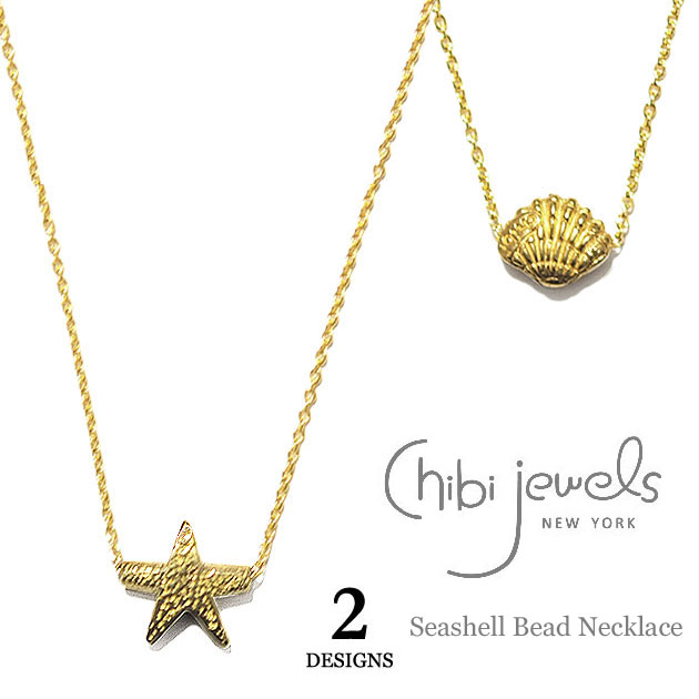 楽天ZUTTOHOLIC【再入荷】【Rakuten Fashion THE SALE 50％OFF】≪chibi jewels≫ チビジュエルズ ヒトデ 貝がら チャーム ネックレス Seashell Bead Necklace （Gold） レディース ギフト ラッピング