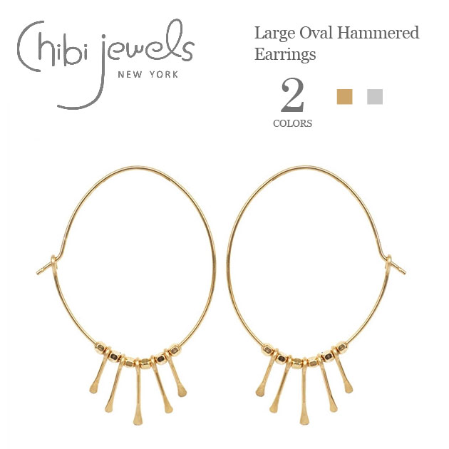 chibi jewels `rWGYȉ~` I[o tW [W t[vsAX Large Oval Hammered Earrings (Gold/Silver) fB[X Mtg bsO