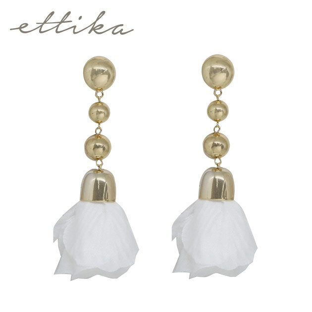 Ettika GeBJzCg Ԃт hbv sAX S[h nCA t_X Flower Petal Drop Earrings (White) fB[X Mtg bsO