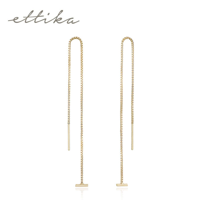 yҖ]̍ŐVzEttika GeBJ ؚ Xbh `F[ sAX S[h 18dグ SINGLE CHAIN THREADER Earrings (Gold) fB[X Mtg bsO