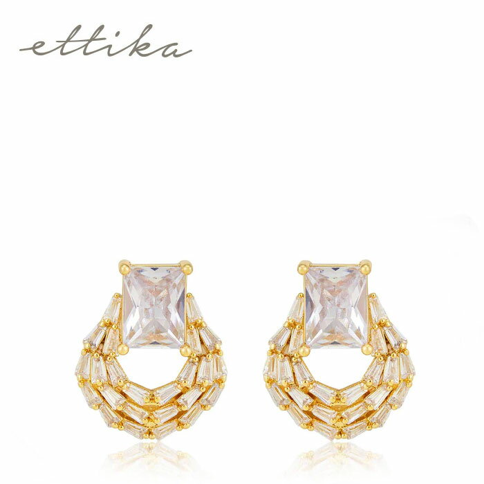 yҖ]̍ŐVzEttika GeBJ rW[ hbv T[N sAX CZ L[rbNWRjA S[h 18dグ CRYSTAL ENCIRCLED Earrings (Gold) fB[X Mtg bsO