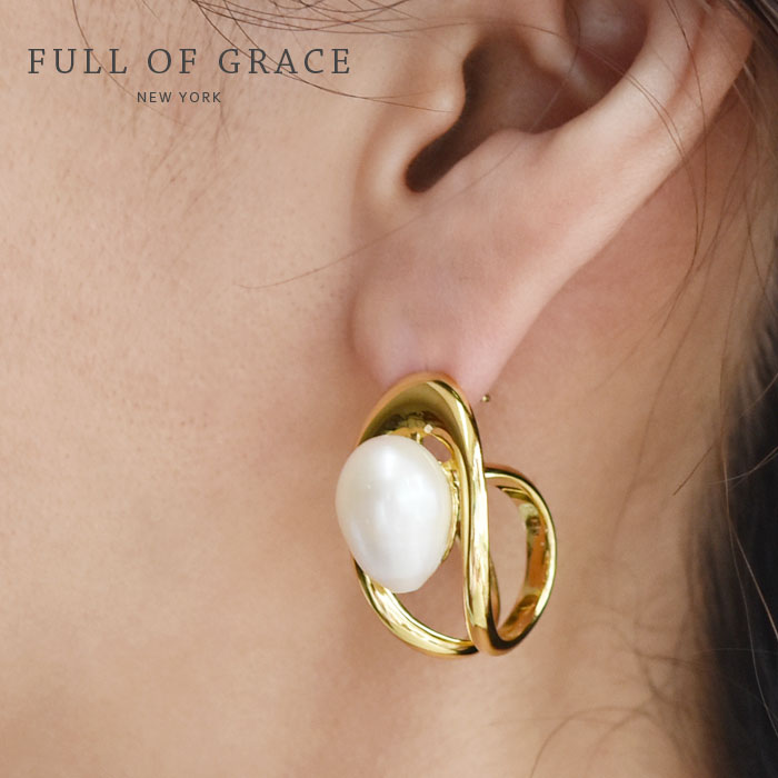Rakuten - 【待望の最新作】≪FULL OF GRACE≫ フルオブグレイス ひと粒 パール 真珠 巻き フープ ピアス ゴールド PEARL WRAP EARRINGS (Gold) レディース ギフト ラッピング