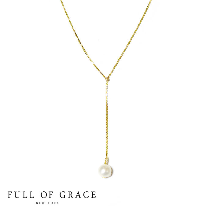 yēׁzFULL OF GRACE tIuOCX ЂƗ ^ p[ ؚ ɍ {bNX `F[ Gbg Y lbNX Classic Box Chain Drop Pearl Necklace (Gold) fB[X Mtg bsO