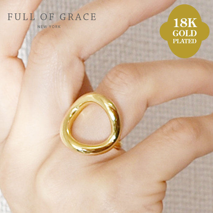 【CLASSY STORY GISELe 美的 雑誌掲載】【再入荷】≪FULL OF GRACE≫ フルオブグレイス ボリューム ライン サークル リング Dent Circle Ring (Gold)