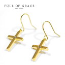 ≪FULL OF GRACE≫ フルオブグレイスキュービックジルコニア パール 十字架クロス ゴールドピアス Pearl Gold Earrings (Gold) レディース