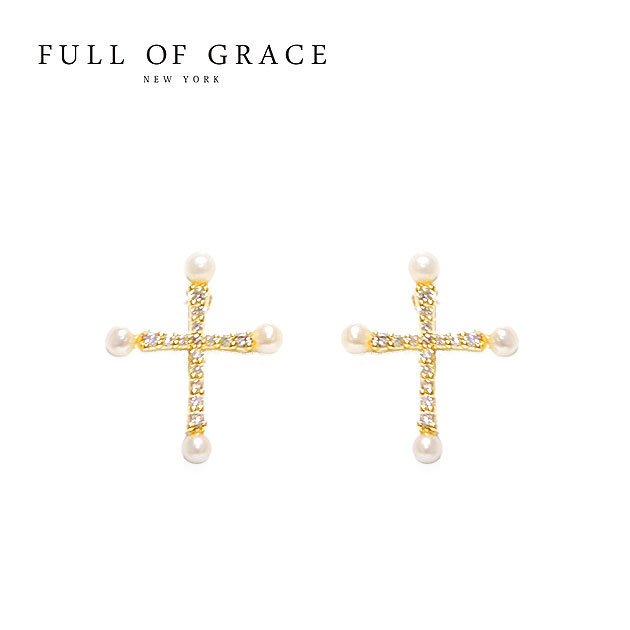 FULL OF GRACE tIuOCXp[ \˃NX X^bYsAX Pearl Closs Earrings (Gold) fB[X Mtg bsO