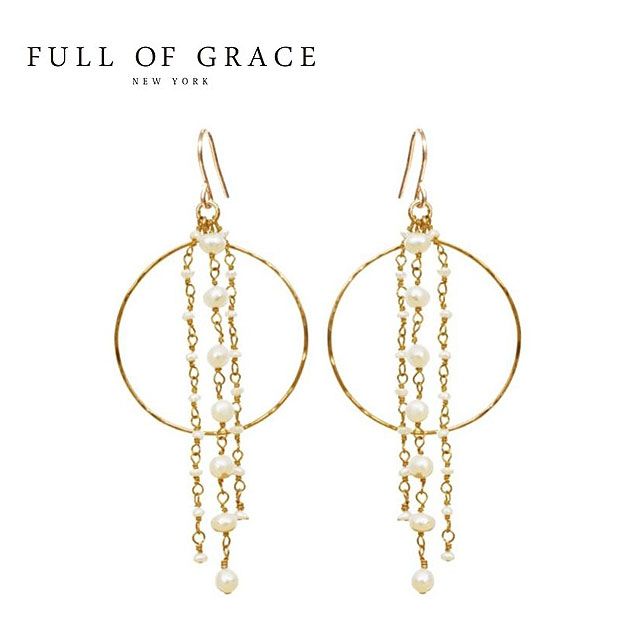 FULL OF GRACE tIuOCX ^p[ `F[@sAX Pearl Chain Hoop Earrings fB[X Mtg bsO