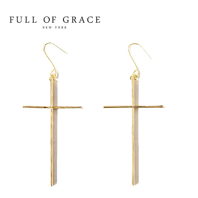 yMAQUIA GfځzyēׁzFULL OF GRACE tIuOCX\ NX tbN sAX Cross Earrings (Gold) fB[X Mtg bsO