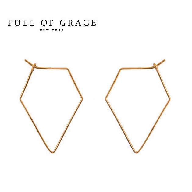 ダイヤモンド ≪FULL OF GRACE≫ フルオブグレイス シンプル 五角形 ダイヤモンド モチーフ フープ ピアス Dia Hoop Earrings (Gold)レディース ギフト ラッピング