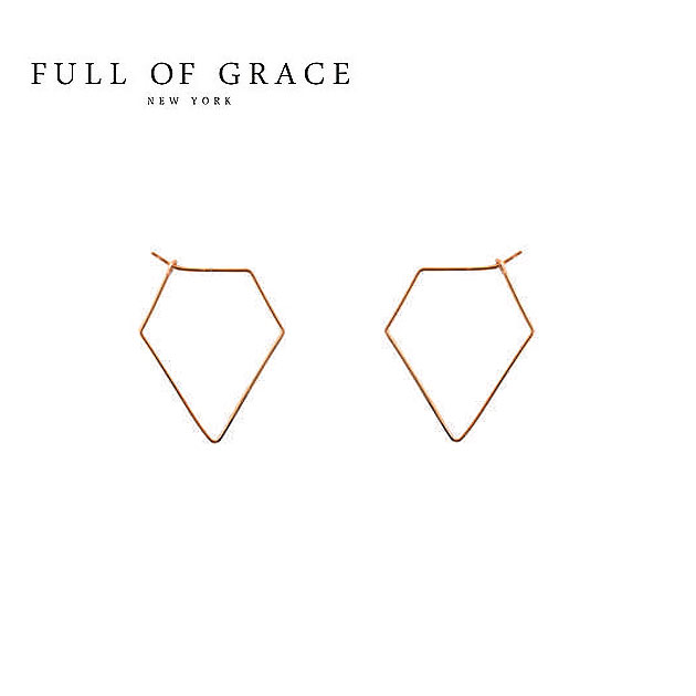 ダイヤモンド 【楽天スーパーセール 50％OFF】≪FULL OF GRACE≫ フルオブグレイスシンプル 五角形 ダイヤモンド モチーフ フープ ピアス Dia Hoop Earrings (Gold)レディース ギフト ラッピング