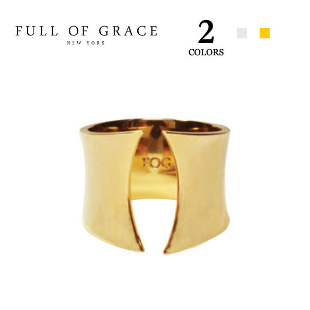 ≪FULL OF GRACE≫ フルオブグレイス 幅広 カーブ プレート C型 リング フォークリング オープンリング Modern collection Curve Corset Plate Ring (Gold/Silver)レディース ギフト