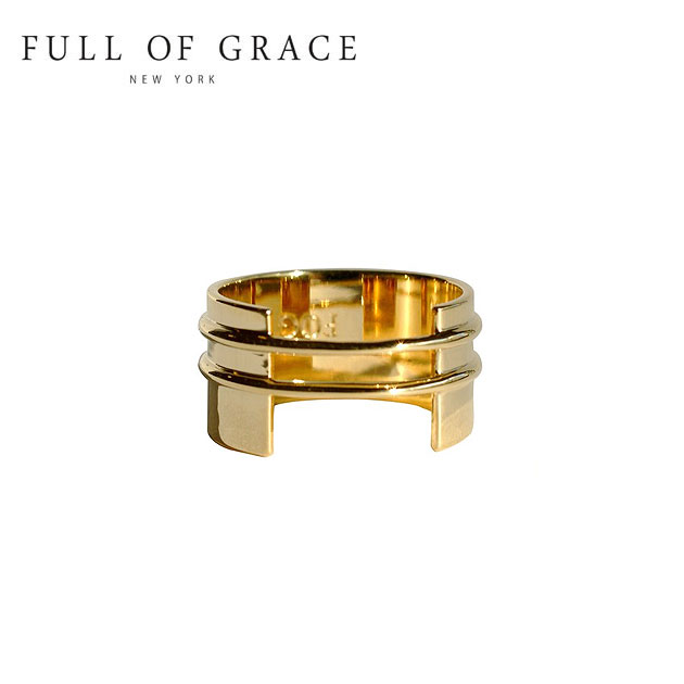 【守屋麗奈さん着用】【楽天スーパーセール 50％OFF】≪FULL OF GRACE≫ フルオブグレイス 2WAY 幅広 プレート ダブル ライン リング Modern collection Alvin Ring (Gold)レディース ギフト ラッピング