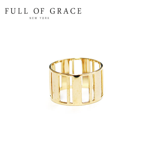 ≪FULL OF GRACE≫ フルオブグレイス 幅広 ストライプ 隙間 メッシュ ボーダー バロン リング BARON Ring (Gold) レディース ギフト