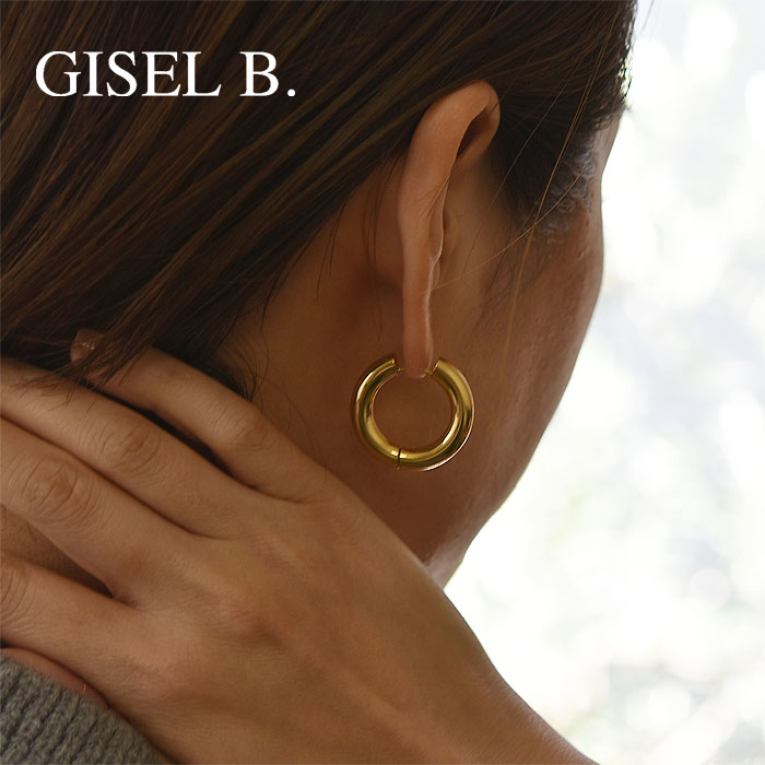 【中条あやみさん着用】【再入荷】≪GISEL B.≫ ジゼルベー 幅広 ワイド 中折れ ボリューム ラージサイズ フープ ピアス Simone Earrings (Gold) レディース ギフト ラッピング