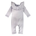 【6ヶ月/1歳】≪Petite Hailey≫ プチ ヘイリー フリル襟 長袖 カバーオール グレー Ruffle Baby Body Suit Grey 子供 女の子 ベビー キッズ プレゼント ギフト