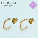 【待望の最新作】≪HULTQUIST copenhagen≫ フルトクイスト コペンハーゲン ひと粒 キュービックジルコニア ねじれ ツイスト スモール 小さめ 華奢 フープ ピアス 18K Vermal 18金コーティング仕上げ Hoops (Gold) レディース ギフト