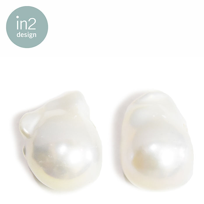 【再入荷】【CLASSY STORY 雑誌掲載】≪in 2 design≫ インツーデザイン 真珠 バロック パール 大粒 スタッズ ピアス シルバー ポスト Kate Baroque Pearl Earrings (Silver) レディース ギフト ラッピング