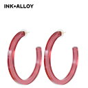 ≪INK ALLOY≫ インク＋アロイ半透明 レッド レジン フープピアス Clear Resin Hoop (Red) レディース ギフト ラッピング