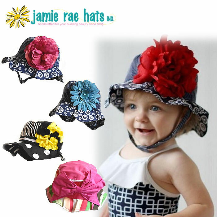 楽天ZUTTOHOLIC≪Jamie Rae Hats≫ ジェイミー レイ ハッツ UVカット加工 ピンク 花 フラワー リボン 子供 帽子 ハット ブルー ブラック 1歳 2歳 日よけ