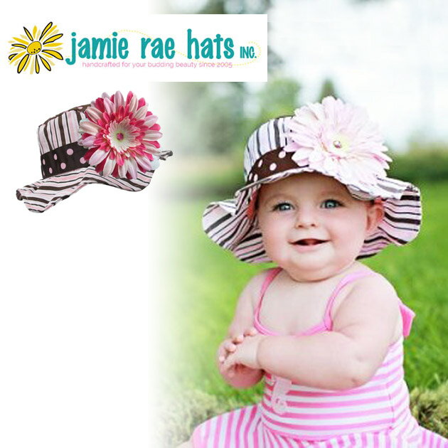 ≪Jamie Rae Hats≫ ジェイミー レイ ハッツ UVカット 花 フラワー 水玉 ドット ストライプ 柄 子供 帽子 ハット ピンク ブラウン 3ヶ月/6ヶ月/1歳/1歳6ヶ月