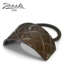 【再入荷】≪Janeke≫ ヤネケキルティング 型押し ブラウン 茶色 ラウンド プレート ヘアゴム (Brown)レディース ギフト ラッピング