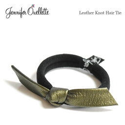 ジェニファー・オーレット ヘアアクセサリー 【再入荷】【全品500円OFFクーポン配布中】≪Jennifer Ouellette≫ ジェニファー オーレット 全4色 レザー リボン ヘアゴム ブラック 黒 オリーブ 紺 ネイビー シルバー Trimmed Ponytail Holders レディース ギフト ラッピング