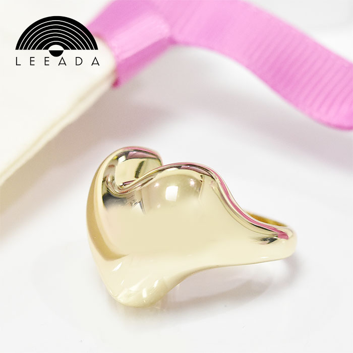 ≪LEEADA≫ リーダ ハート モチーフ ボリューム リング 14金仕上げ ゴールド バレエコア Goode Heart Ring (Gold) レディース ...