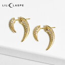 【再入荷】≪LILI CLASPE≫ リリクラスプ クリスタル ビジュー ホーン スタッズ ピアス バックキャッチ 個性的 おしゃれ デザイン ゴールド 14金仕上げ PAVE TUSK Earrings (Gold) レディース ギフト ラッピング