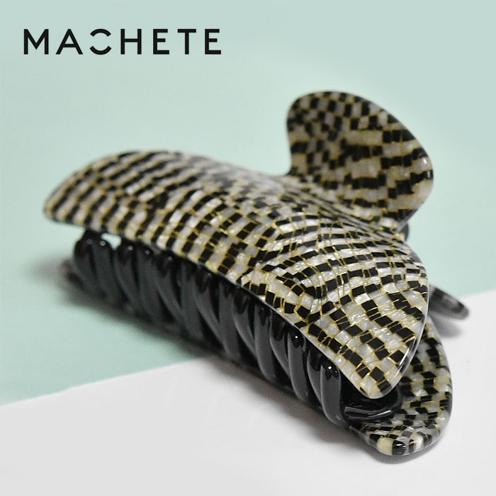 Rakuten - 【待望の最新作】≪MACHETE≫ マシェット ブラック 黒 シルバー モザイク ゴールド ライン ヘアクリップ バナナクリップ バンス クリップ 髪留め まとめ髪 ヘアアクセサリー (Perle Noir) レディース ギフト ラッピング