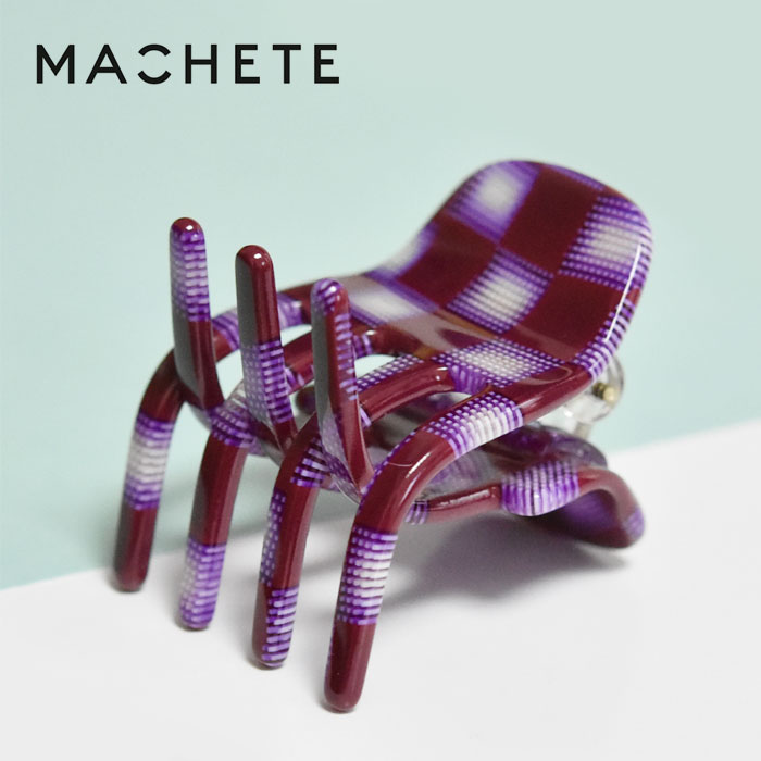 Rakuten - 【待望の最新作】≪MACHETE≫ マシェット パープル 紫色 チェック柄 スモール ミニ ヘアクリップ バンス クリップ 髪留め まとめ髪 ヘアアクセサリー Mini Claw (Purple Dot Checker) レディース ギフト ラッピング