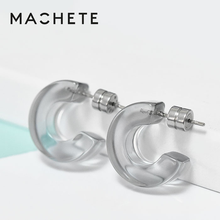 Rakuten - 【待望の最新作】≪MACHETE≫ マシェット クリア グレー 透明 幅広 小さめ フープ ピアス Sサイズ Muse Earrings (Clear Grey) レディース ギフト ラッピング