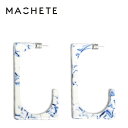 【3点以上で15%OFFクーポンあり】【Rakuten Fashion THE SALE 30%OFF】≪MACHETE≫ マシェット マーブル 白 ホワイト 青 ブルー スクエア 長方形 レクタングル フープ ピアス Parc Earrings (Toile) レディース ギフト ラッピング